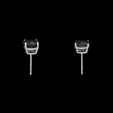 14K White Gold Green Tourmaline Four Prong Stud Earrings