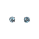 14K White Gold Aquamarine Four Prong Stud Earrings