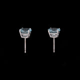 14K White Gold Aquamarine Four Prong Stud Earrings