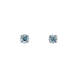 14K White Gold Aquamarine Four Prong Stud Earrings