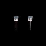 14K White Gold Aquamarine Four Prong Stud Earrings