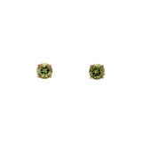 14K Yellow Gold Peridot Four Prong Stud Earrings