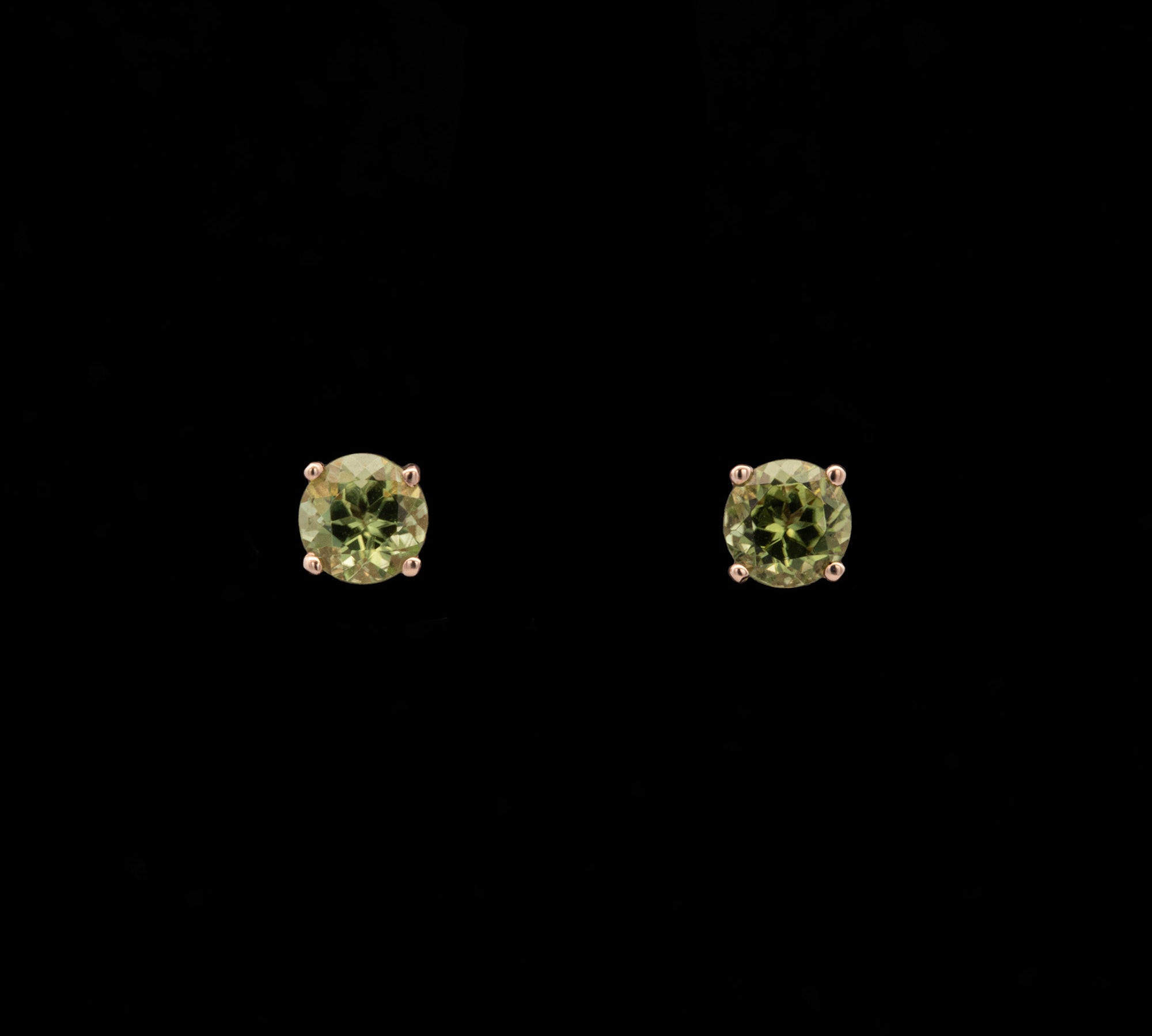 14K Yellow Gold Peridot Four Prong Stud Earrings