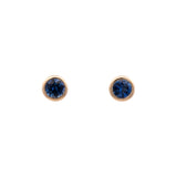 18K Yellow Gold Bezel Set Ceylon Sapphire Stud Earrings