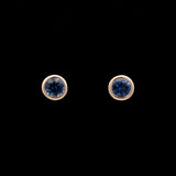 18K Yellow Gold Bezel Set Ceylon Sapphire Stud Earrings