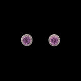 14K White Gold Pink Sapphire And Diamond Halo Stud Earrings