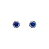 14K White Gold Tanzanite And Diamond Halo Stud Earrings