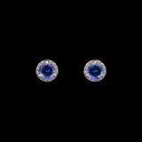 14K White Gold Tanzanite And Diamond Halo Stud Earrings