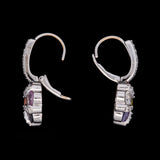 18K White Gold "Sidney Garber" Diamond And Multi Color Sapphire Flower Drop Earrings