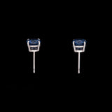 14K White Gold 2.11ctw Ceylon Sapphire Stud Earrings