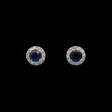 18K White Gold 1.78ctw Sapphire And Diamond Halo Stud Earrings