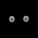14K White Gold Cabochon Alexandrite And Diamond Halo Stud Earrings