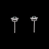 14K White Gold Cabochon Alexandrite And Diamond Halo Stud Earrings