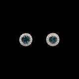 14K White Gold Sapphire And Diamond Halo Stud Earrings