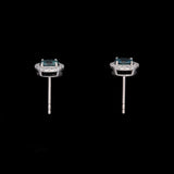 14K White Gold Sapphire And Diamond Halo Stud Earrings