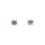White Gold Four Prong Aquamarine Stud Earrings