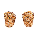 18K Yellow Gold Rodney Rayner Citrine, Orange Sapphire, And Diamond Bubble Hoop Earrings with Omega Backs