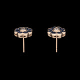 18K Yellow Gold Sapphire And Diamond Cluster Stud Earrings