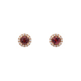 14K Yellow Gold Ruby And Diamond Halo Stud Earrings