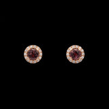 14K Yellow Gold Ruby And Diamond Halo Stud Earrings