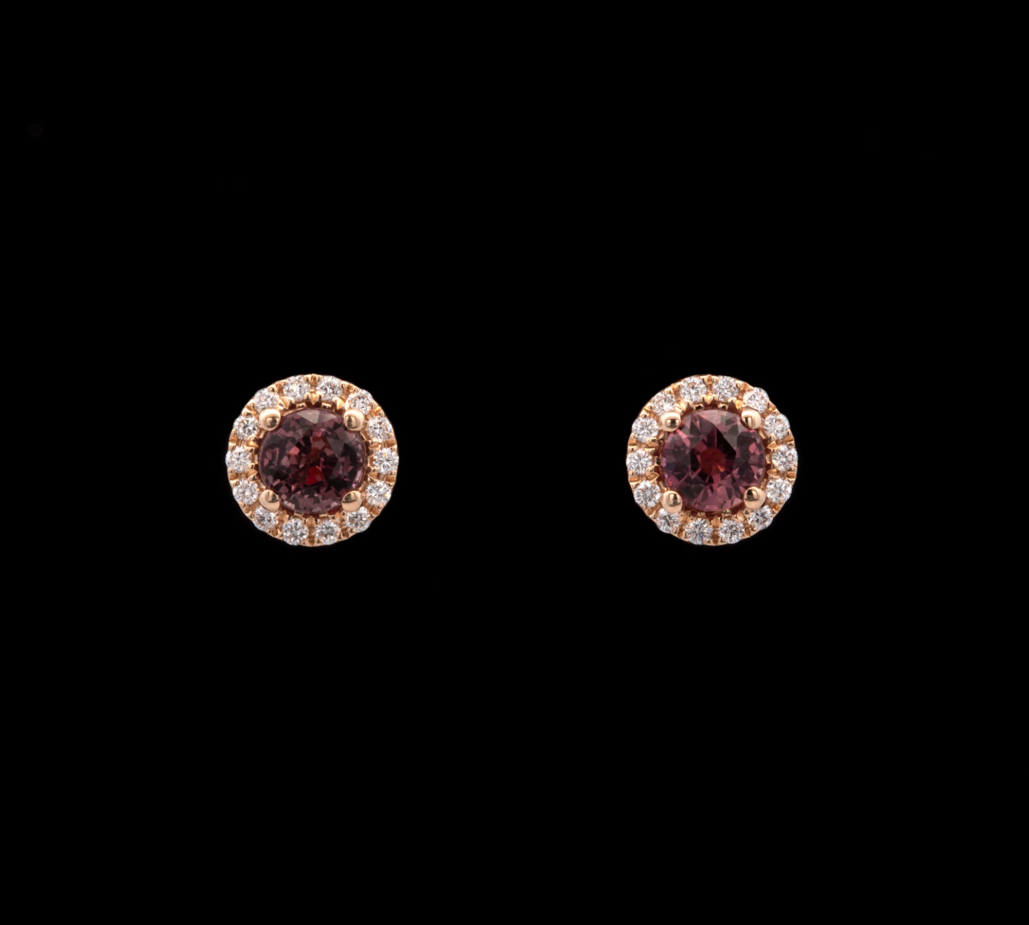14K Yellow Gold Ruby And Diamond Halo Stud Earrings