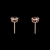 14K Yellow Gold Ruby And Diamond Halo Stud Earrings