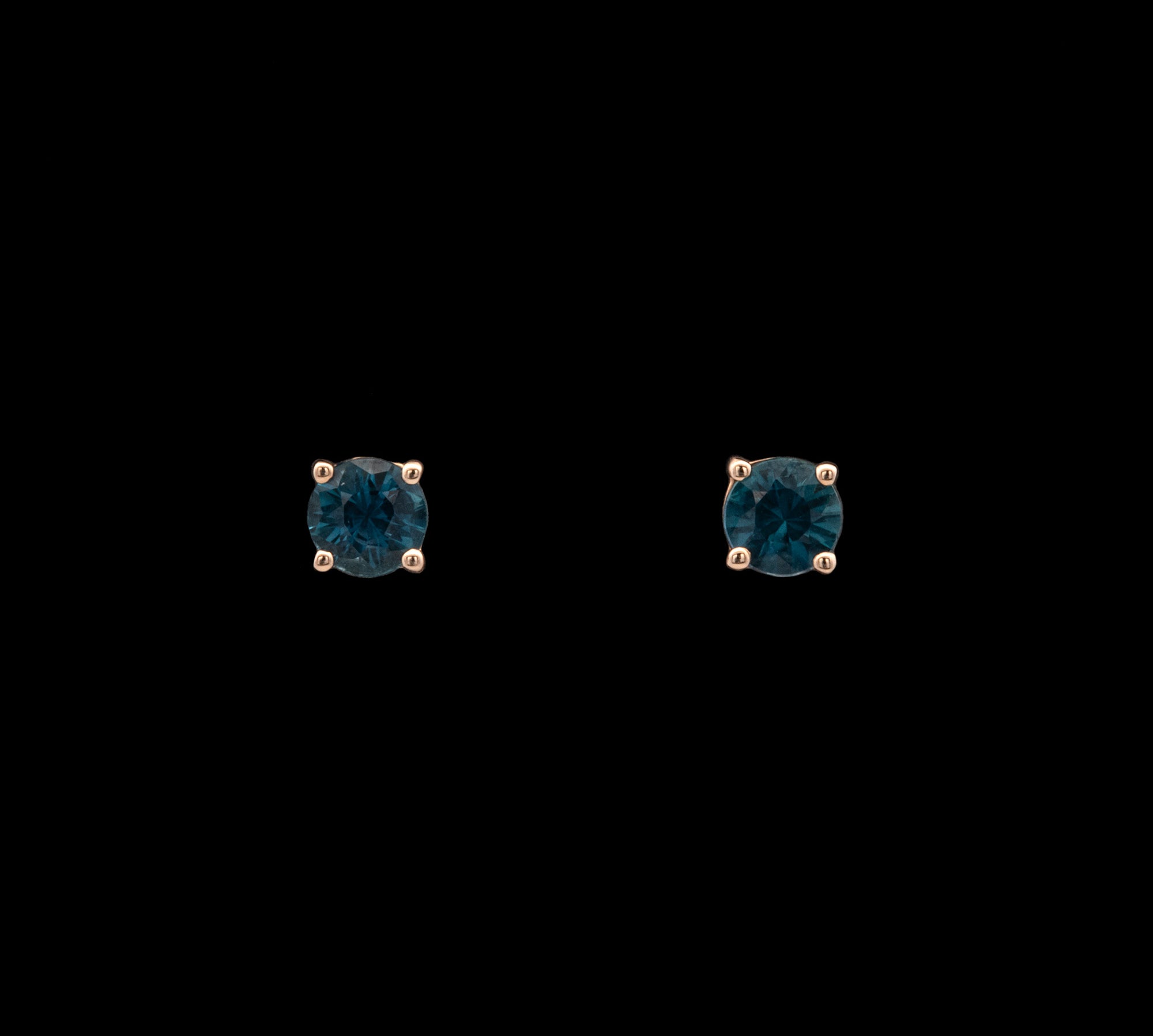 14K Yellow Gold Blue Sapphire Stud Earrings