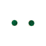 18K Yellow Gold Emerald For Prong Stud Earrings