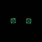18K Yellow Gold Emerald For Prong Stud Earrings