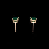18K Yellow Gold Emerald For Prong Stud Earrings