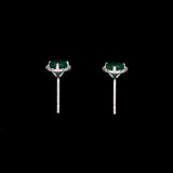 14K White Gold Emerald And Diamond Halo Stud Earrings