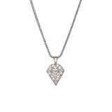 Platinum Diamond Pendant With 18 Inch 14K White Gold Wheat Chain