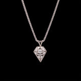Platinum Diamond Pendant With 18 Inch 14K White Gold Wheat Chain