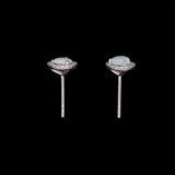 18K White Gold Opal And Diamond Halo Stud Earrings