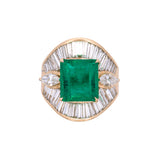 18K Yellow Gold Emerald And Diamond Ring