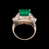 18K Yellow Gold Emerald And Diamond Ring