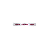 18K White Gold Square Cut Ruby And Diamond Channel Set Band