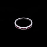 18K White Gold Square Cut Ruby And Diamond Channel Set Band
