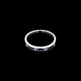 18K White Gold Square Cut Sapphire And Diamond Channel Set Band