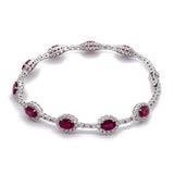 18K White Gold Oval Ruby And Diamond Bracelet