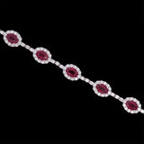 18K White Gold Oval Ruby And Diamond Bracelet