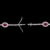 18K White Gold Oval Ruby And Diamond Bracelet