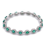 18K White Gold Oval Emerald And Diamond Bracelet