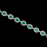 18K White Gold Oval Emerald And Diamond Bracelet