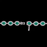 18K White Gold Oval Emerald And Diamond Bracelet