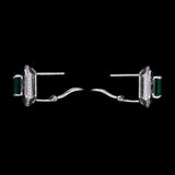 18K White Gold Emerald, Sapphire And Diamond Earrings With Post And Omega Backs