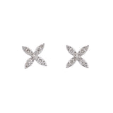 14K White Gold Diamond "X" Stud Earrings Earrings