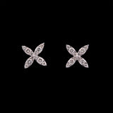 14K White Gold Diamond "X" Stud Earrings Earrings