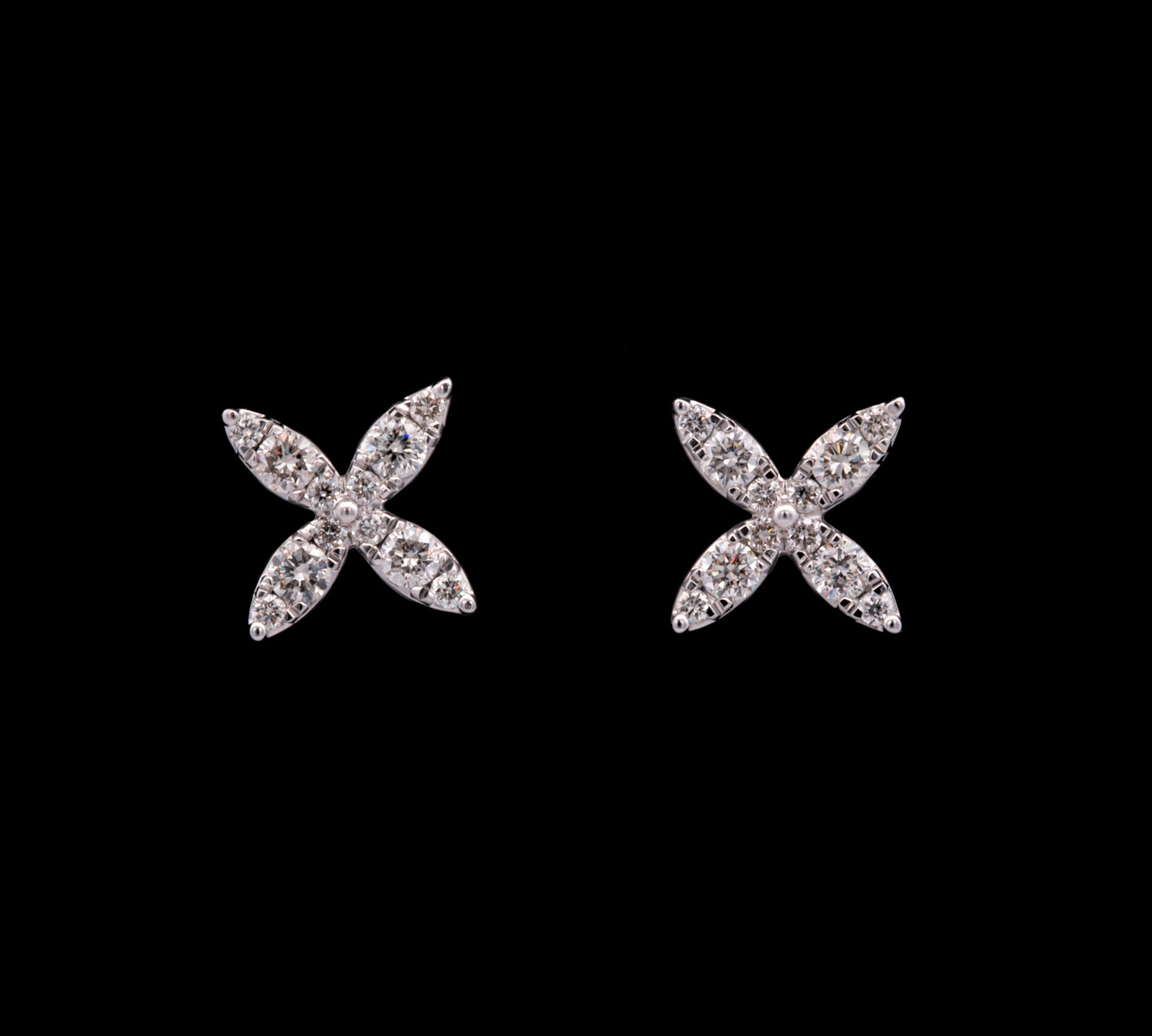 14K White Gold Diamond "X" Stud Earrings Earrings