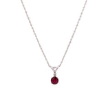14K White Gold Ruby And Diamond Pendant With 16 Inch Diamond Cut Sparkle Singapore Chain